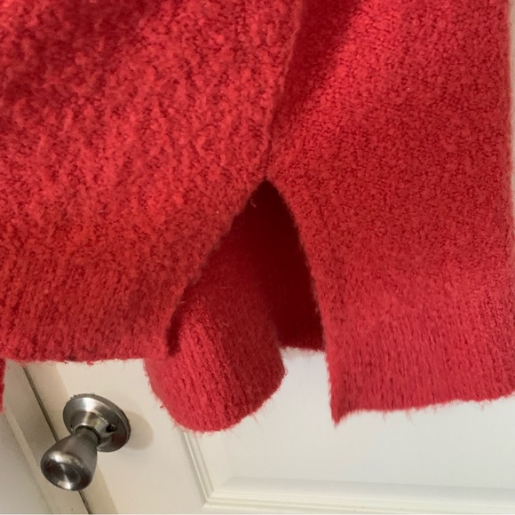 by Anthropologie oversized merino wool and alpaca blend dark coral V neck - Picture 8 of 10